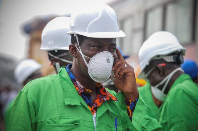 Fumigating against Covid-19 in Accra markets