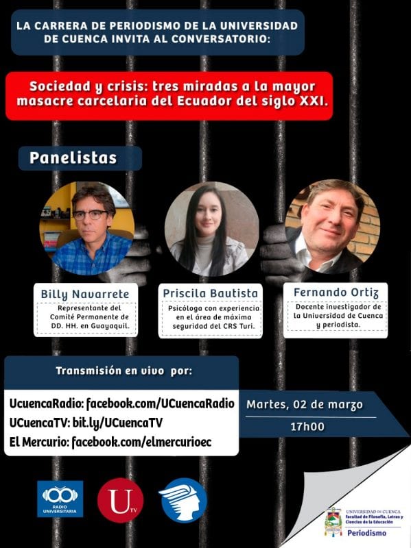 La Universidad de Cuenca desarrollará un conversatorio sobre los sucesos en las cárceles del país