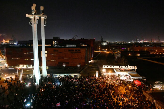 Manifestation on Solidarity Square in Gdansk