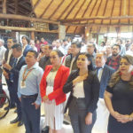 Alcaldes en la cita desarrollada en Macas con representantes del Gobierno central. (Cortesía)