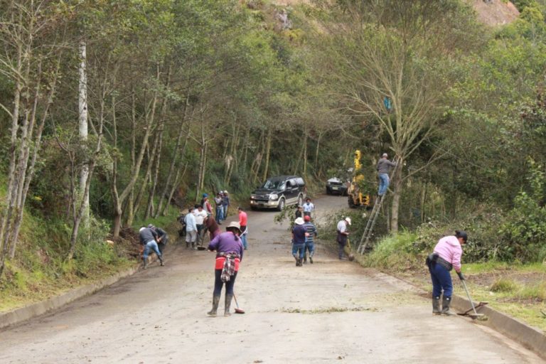 Labores de limpieza mediante  minga se realizaron en la vía Guachapala-Andacocha