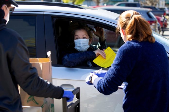 Arlington County, Virginia drive-thru donation station for personal protective equipment, cleaning supplies and some food items