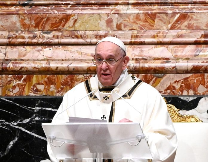 Pope Francis leads the Christmas night Mass in Saint Peter's Basilica