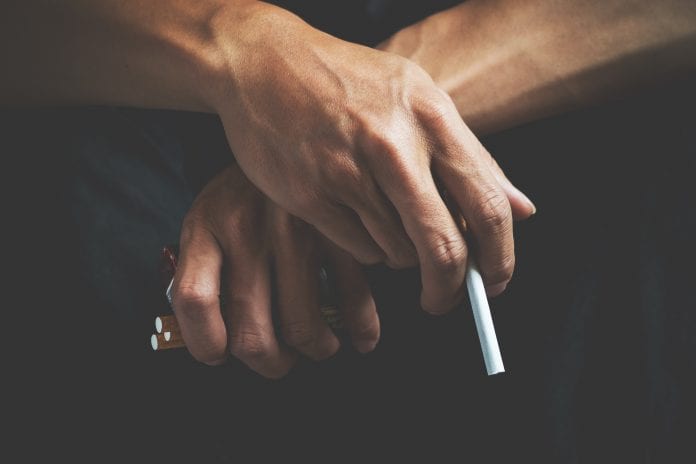 Cigarette addiction. Tobacco nicotine smoke. Unhealthy, danger,