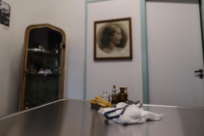 Vista del lugar donde fue embalsamado el cuerpo de Eva Perón en la sede central de la Confederación General del Trabajo, el 12 de julio de 2022 en Buenos Aires.