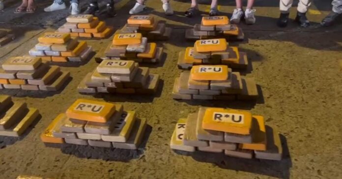 Policía detuvo a cinco personas y decomisó 224 bloques de clorhidrato de cocaína. Foto Policía Nacional