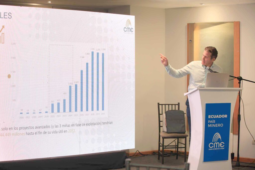 Alberto Acosta Burneo presentó los resultados del estudio Importancia Actual y Futura de la Industria Minera en Ecuador.