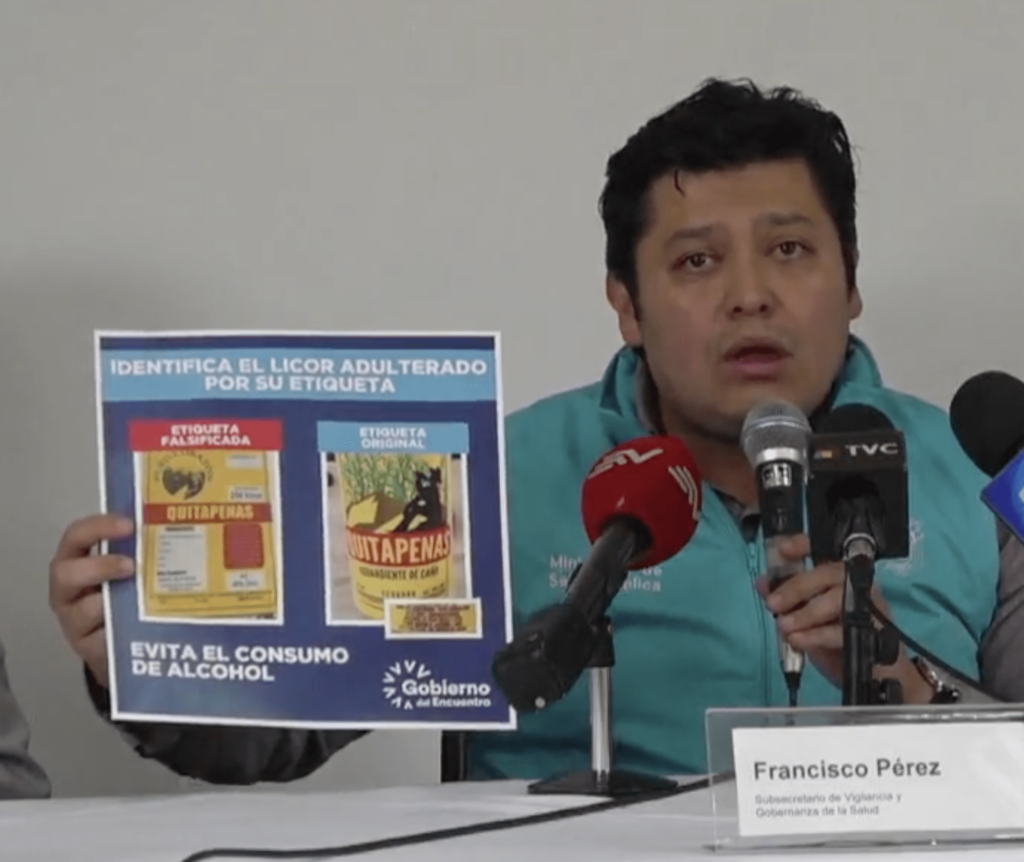 Alerta por intoxicación con alcohol metílico
