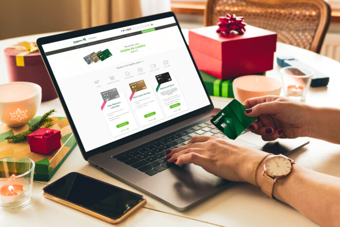 Christmas,Shopping,Online,-,Buying,Gifts,(presents).,Woman’s,Hands,,Credit