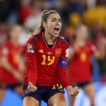 Olga celebra gol de la consagración de España en el Mundial femenino.