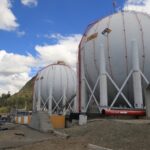 Las esferas tenían una capacidad de almacenamiento de 6.000 toneladas métricas.