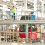Las unidades del tranvía en el patio taller de Cuenca para un revisión habitual de mantenimiento. /XCA