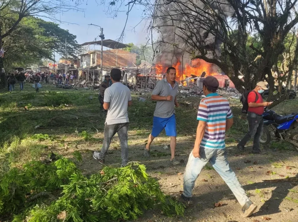 Un ataque con explosivos fue perpetrado en la mañana de este miércoles contra una estación policial de la localidad de Timba, en Cauca. Foto: X (Twitter)