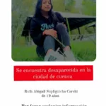 Ruth Abigail Supligüicha Carchi, de 19 años, fue vista por última vez el sábado 7 de octubre de 2023, en las calles Imbabura y Galápagos.