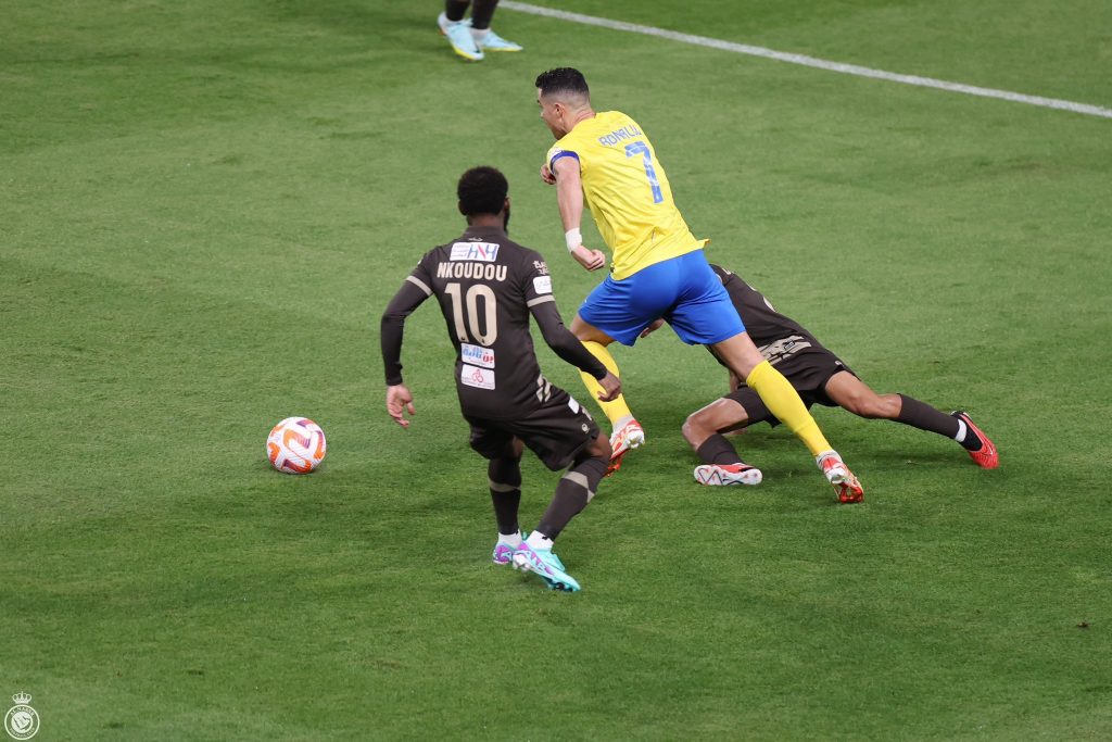 Cristiano Ronaldo marcó en la victoria del Al-Nassr en la liga de Arabia. Foto: Al-Nassr