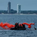 Un total de 31 migrantes, entre ellos seis menores, fueron rescatados por la Armada de Colombiana en San Andrés. Foto: X (Twitter)