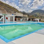 Las dos piscinas de aguas termales ubicadas en los exteriores del complejo funcionan desde el pasado lunes. La infraestructura es uno de los principales atractivos de la parroquia Guapán. Cortesía