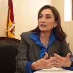 Julia Elena Vázquez, nueva Presidenta de la Corte Provincial de Azuay, en una de las salas de audiencia de la Corte Provincial de Justicia de Azuay. /XCA