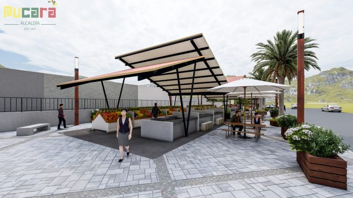En los diseños para el nuevo mercado de Sarayunga constan áreas de ventas, patio de comidas, plazoleta y estacionamientos. Cortesía