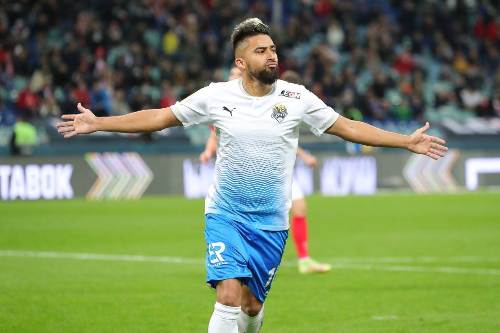 Cristhian Noboa celebra gol con la camiseta del Sochi. Foto: Sochi