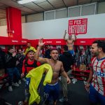 Jugadores del Girona celebran triunfo ante el Atlético Madrid. Foto: Girona