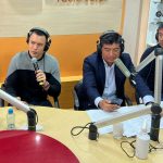 El presidente Daniel Noboa durante una entrevista brindada en Radio Canela de Quito. / Foto cortesía.