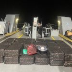 Una embarcación tipo panga con dos personas a bordo que transportaban 34 bultos de SCSF (cocaína) .Foto FFAA