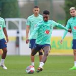 Vinicius en el entrenamiento de la selección de Brasil. Foto: Brasil