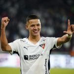 El delantero paraguayo Alex Arce firma su primer 'hat-trick' con Liga de Quito ante Imbabura y es el goleador del certamen. Foto: API