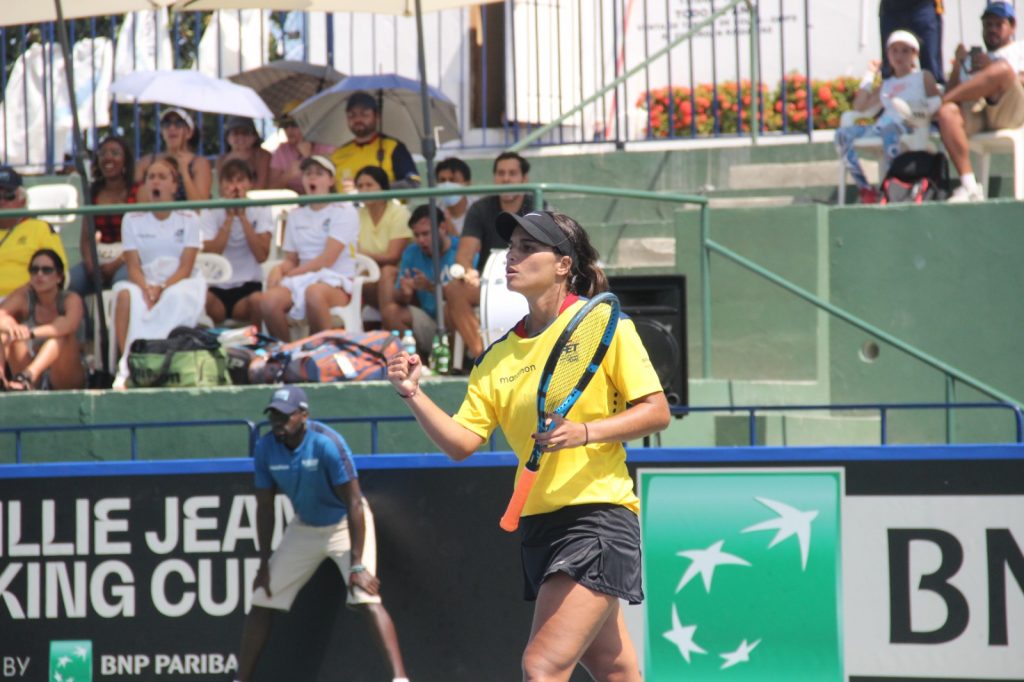 Doménica González, en el 2022, en su última participación como jugadora en la Billie Jean King Cup.