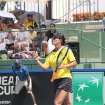 Doménica González, en el 2022, en su última participación como jugadora en la Billie Jean King Cup.