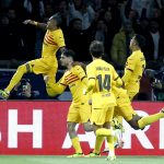 Raphinha anota en la victoria del Barca ante el PSG. Foto: EFE