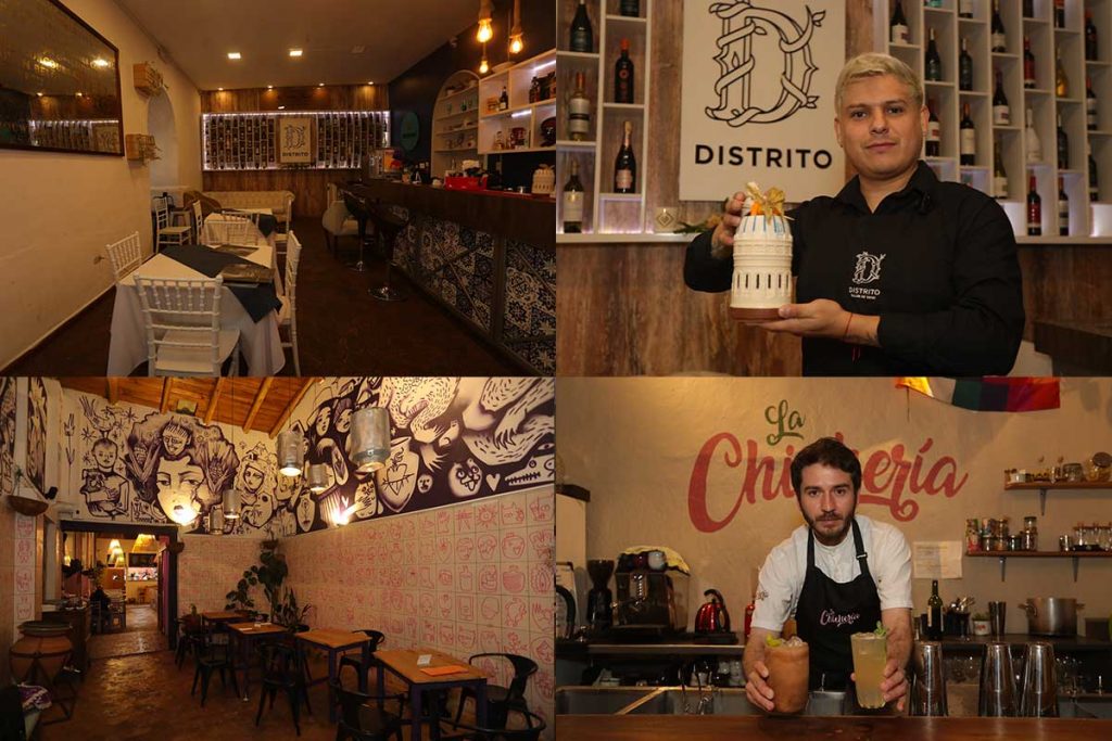 En ‘Distrito’ se brindan cocteles como ‘Santa Ana’, en un envase de cerámica en forma de una de las cúpulas, y en ‘La Chichería’ cocteles con mezclas que suelen incluir miske u chica de jora. /XCA