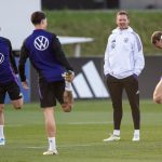 Jugadores de la selección de Alemania durante el entrenamiento.