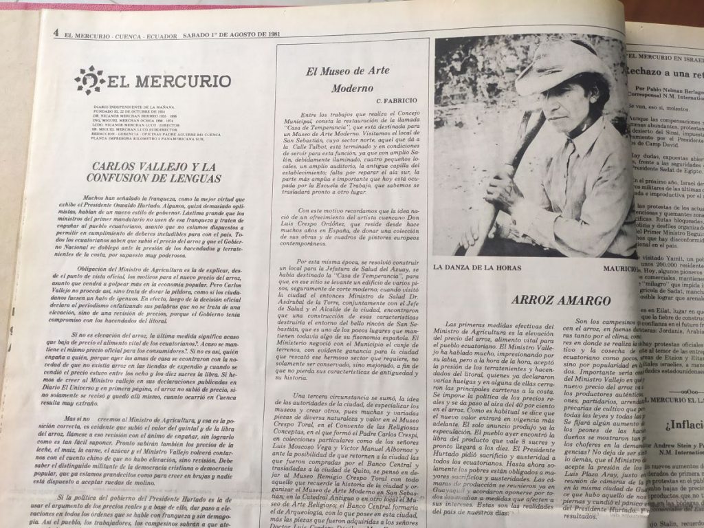 Edición del sábado 01 de agosto de 1981, que recoge una reseña de lo que será el Museo de Arte Moderno.