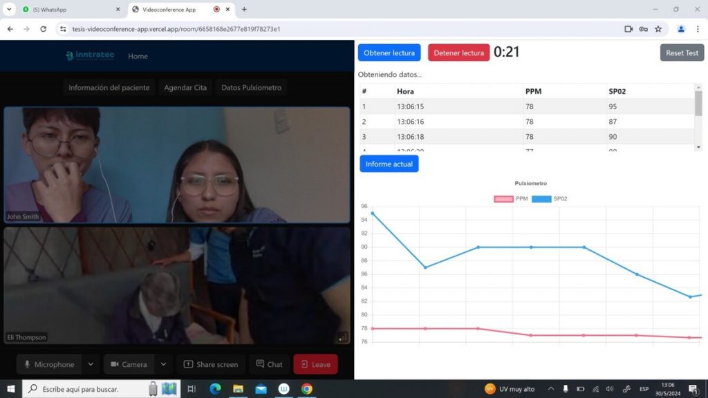 Pruebas de telemedicina de un sistema de la Universidad de Cuenca.