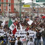 Integrantes de organizaciones civiles participan durante una manifestación por la ‘Matanza del Halconazo’, este lunes en la Ciudad de México (México).. Cientos de personas se reunieron este lunes para conmemorar los 53 años de la matanza de estudiantes del 10 de junio de 1971, denominada el 'Halconazo' en una manifestación en la que demandaron "justicia" a la futura presidenta de México, Claudia Sheinbaum, quién se hizo con la victoria en las elecciones del 2 de junio. EFE