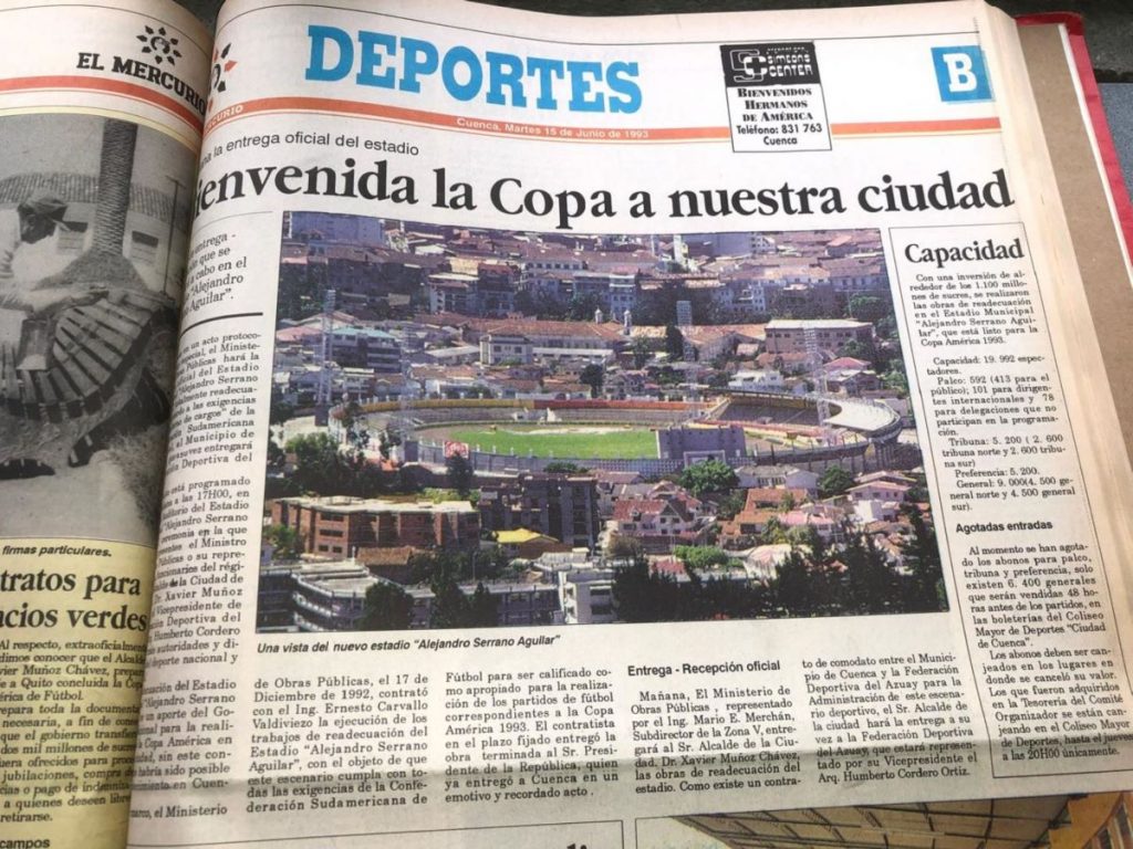 El Mercurio recogió la historia del Estadio “Alejandro Serrano Aguilar” en junio de 1993, cuando la ciudad fue una de las sedes de la Copa América.
