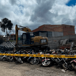 Motos que se mantenían retenidas en el Centro de Retención Vehicular fueron destruidas para su chatarrización. Foto DFPB