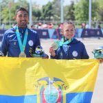 Daniel Pintado y Glenda Morejón durante su premiación en los Juegos Panamericanos Chile 2023.