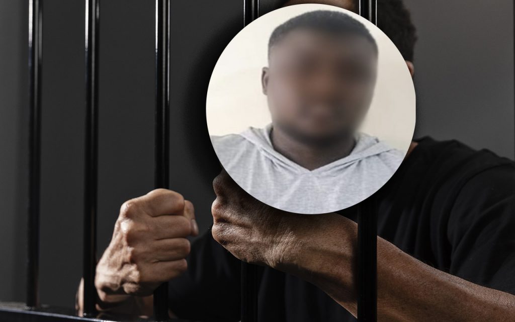 La Policía publicó una imagen con el rostro difuminado del presunto violador detenido.