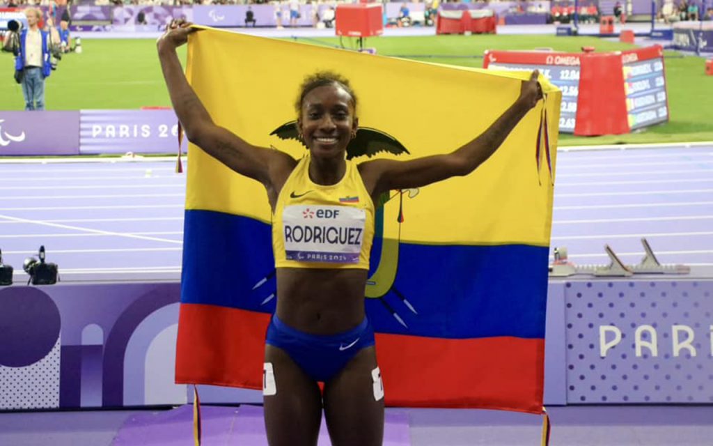 La para-tleta ecuatoriana Kiara Rodríguez demostró ser la mejor en los 100 metros planos, categoría T46/47.