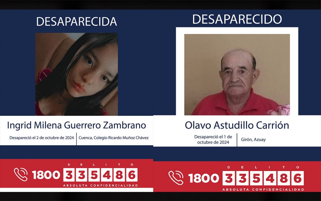Imágenes de los rostros de los dos desaparecidos en Azuay.