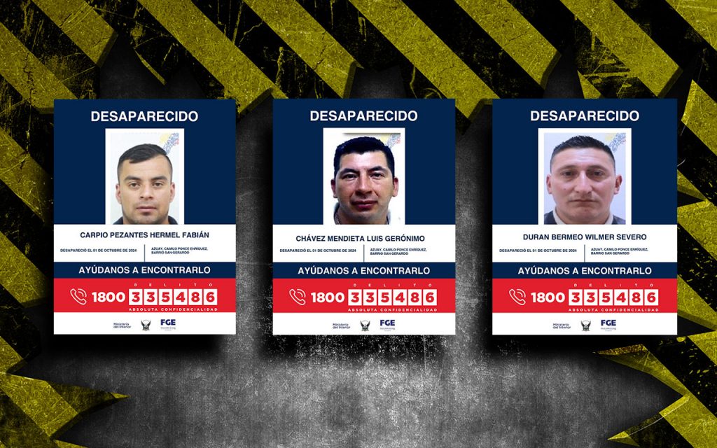 La Fiscalía publicó las fotografías de tres ciudadanos desaparecidos desde el 1 de octubre en Ponce Enríquez.