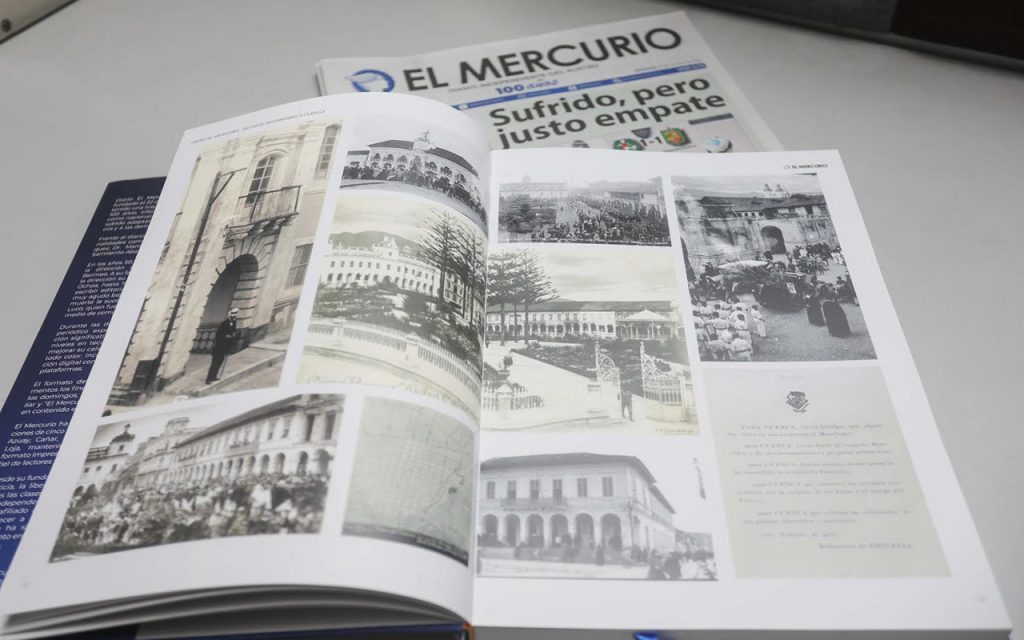 El libro ‘100 años: Historia gráfica de Cuenca a través de diario El Mercurio’ estará disponible desde hoy en a un costo de 23 dólares. /XCA