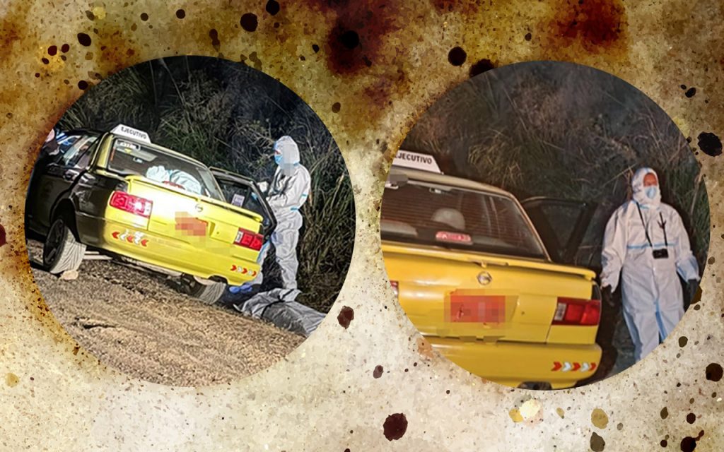 Persona policial realizó el levantamiento del cadáver del taxis hallado muerto en Azogues.