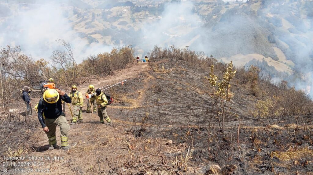 Un grave incendio forestal afectó a unas 50 hectáreas en el sector Viola, parroquia Jima, en el cantón Sígsig.