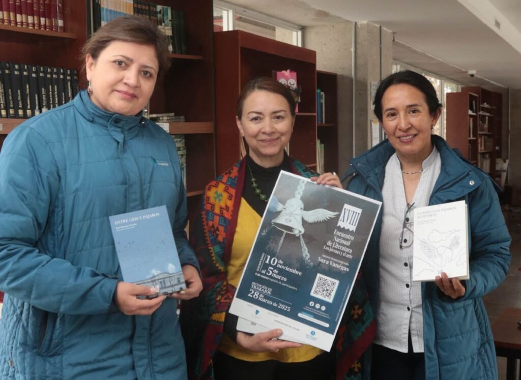 Eulalia Castillo, organizadora del encuentro; Eliana Bojorque, rectora de “La Asunción” e Isabel Peñaranda, jefe de área de Lengua y Literatura.