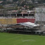 Montaje del escenario para el concierto del legendario artista británico Sting, en el Estadio “Alejandro Serrano Aguilar”.