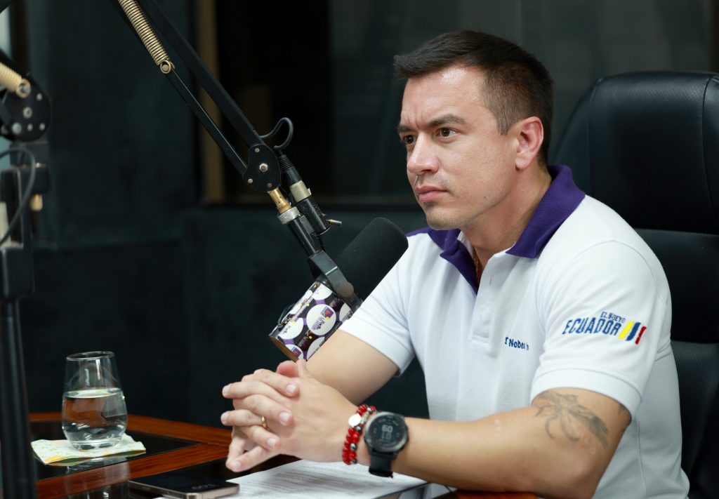 El presidente Daniel Noboa esta de visita en Cuenca y solo ha dado una entrevista a un medio de comunicación.